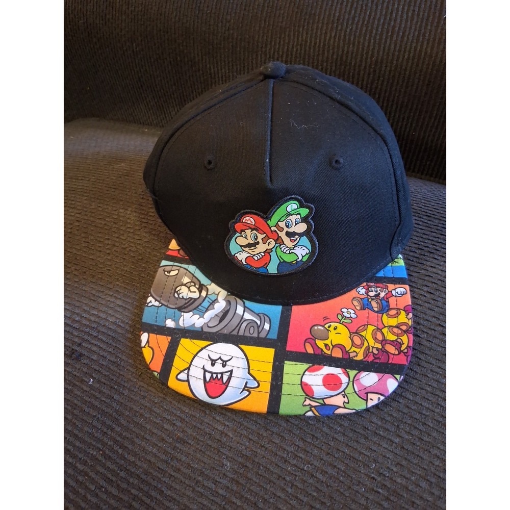 Super Mario Youth Hat Black Snapback Mario and Luigi One Size Nintendo Cap 2021